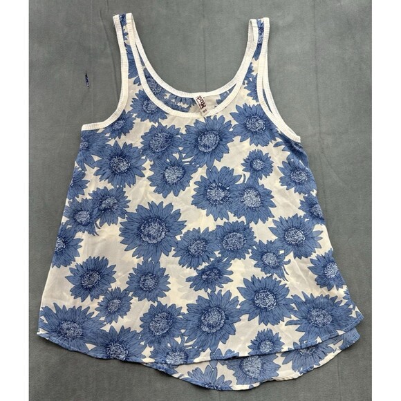 Mudd Tank Top XS Blue Sunflower Boho Y2K Indie Sleeveless Flowy Festival Floral - Picture 1 of 7